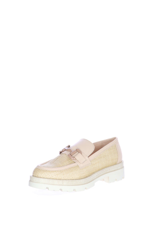 Mocassino beige in pelle e raffia Soffice Sogno - 2