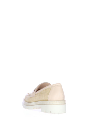 Mocassino beige in pelle e raffia Soffice Sogno - 4