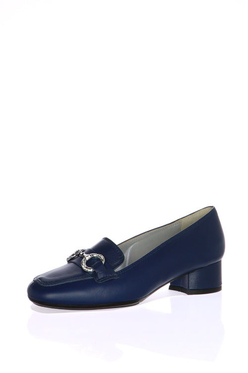 Mocassino blu con catena tacco basso Soffice Sogno - 2