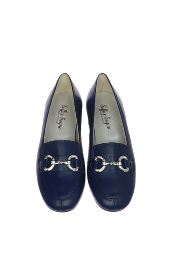 Mocassino blu con catena tacco basso Soffice Sogno - 3