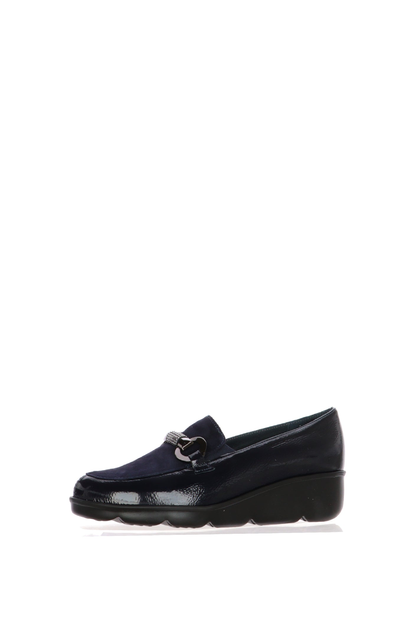 Mocassino blu  in naplack e camoscio con catena luminosa Soffice Sogno 2