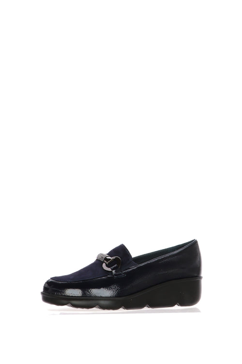 Mocassino blu  in naplack e camoscio con catena luminosa Soffice Sogno - 2
