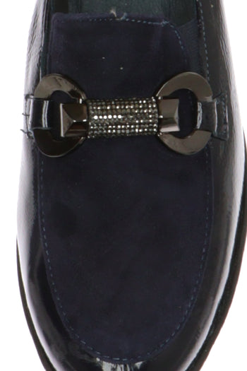Mocassino blu  in naplack e camoscio con catena luminosa Soffice Sogno - 5