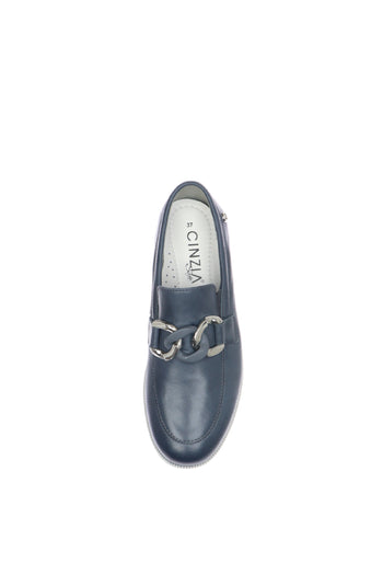 Mocassino blu o cuoio in pelle Cinzia Soft - 4