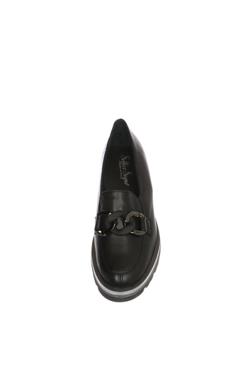 Mocassino casual in pelle nera  con catena Soffice Sogno - 5