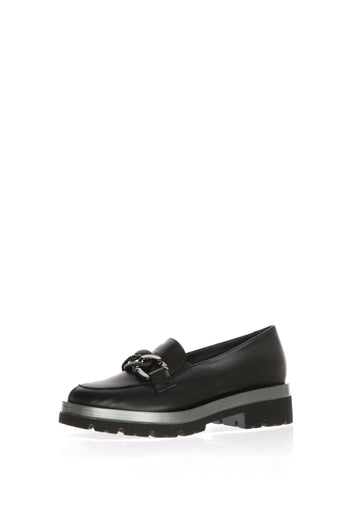 Mocassino casual in pelle nera  con catena Soffice Sogno - 3