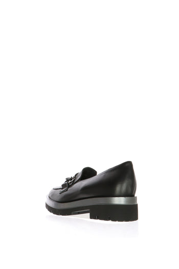 Mocassino casual in pelle nera  con catena Soffice Sogno - 7
