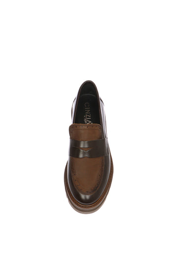 Mocassino college nero e marrone in pelle Cinzia Soft - 5