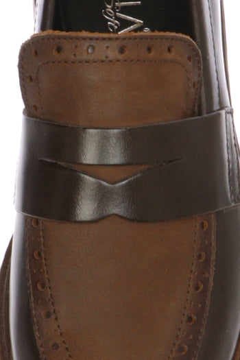 Mocassino college nero e marrone in pelle Cinzia Soft - 7