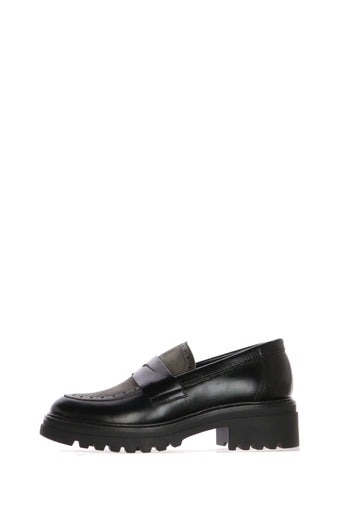 Mocassino college nero e marrone in pelle Cinzia Soft - 4