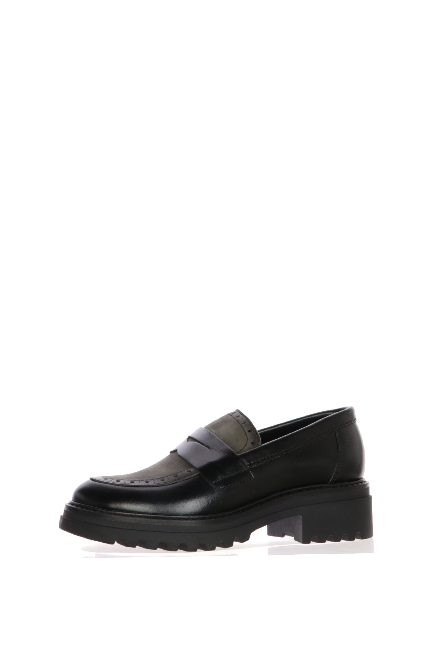 Mocassino college nero e marrone in pelle Cinzia Soft 2