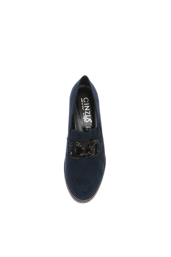 Mocassino con catena blu e nero zeppa alta Cinzia Soft - 5