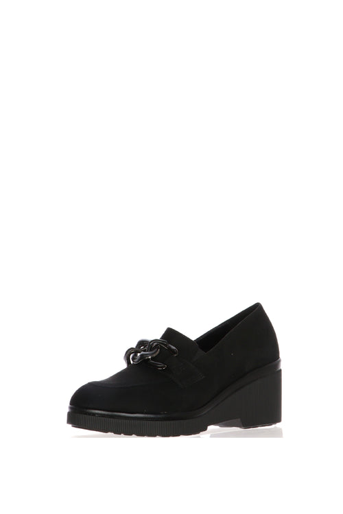 Mocassino con catena blu e nero zeppa alta Cinzia Soft - 2