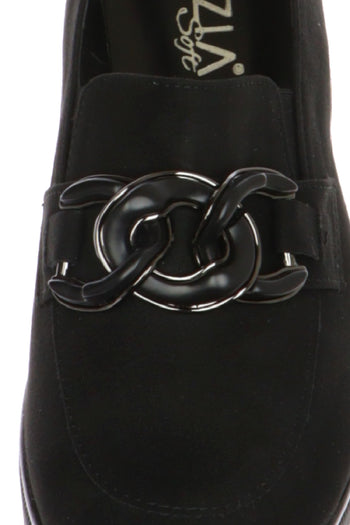 Mocassino con catena blu e nero zeppa alta Cinzia Soft - 7