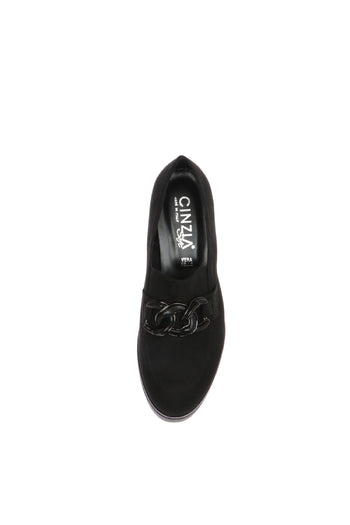 Mocassino con catena blu e nero zeppa alta Cinzia Soft - 6