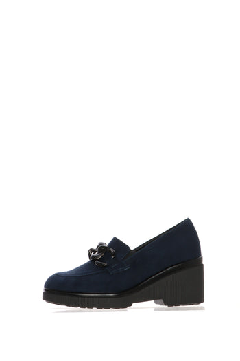 Mocassino con catena blu e nero zeppa alta Cinzia Soft - 3