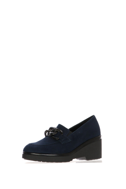 Mocassino con catena blu e nero zeppa alta Cinzia Soft - 1