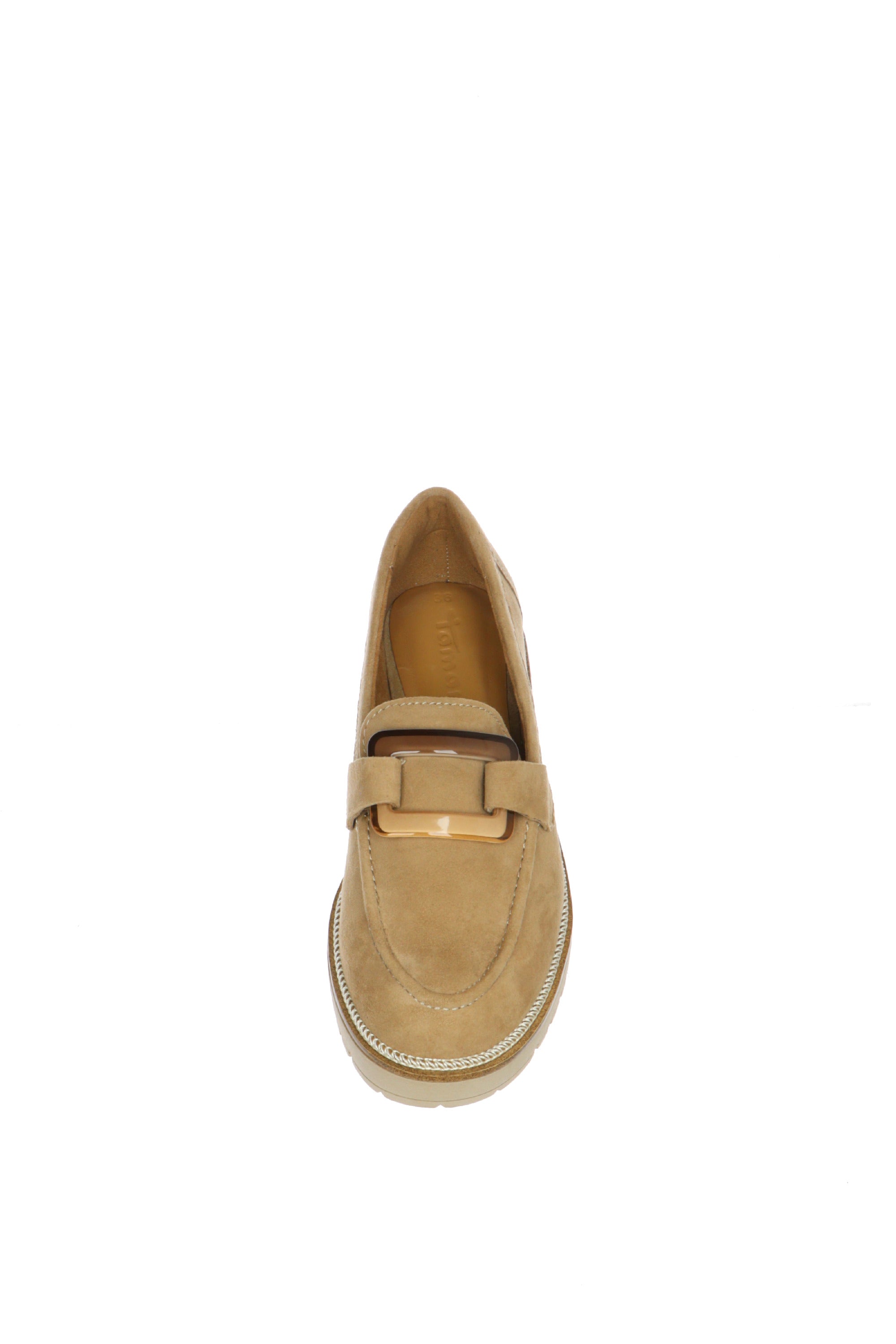 Mocassino in camoscio beige con accessorio Tamaris