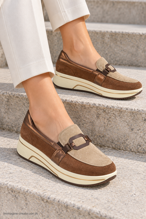 Mocassino in camoscio beige con plantare estraibille Ara Shoes - 2