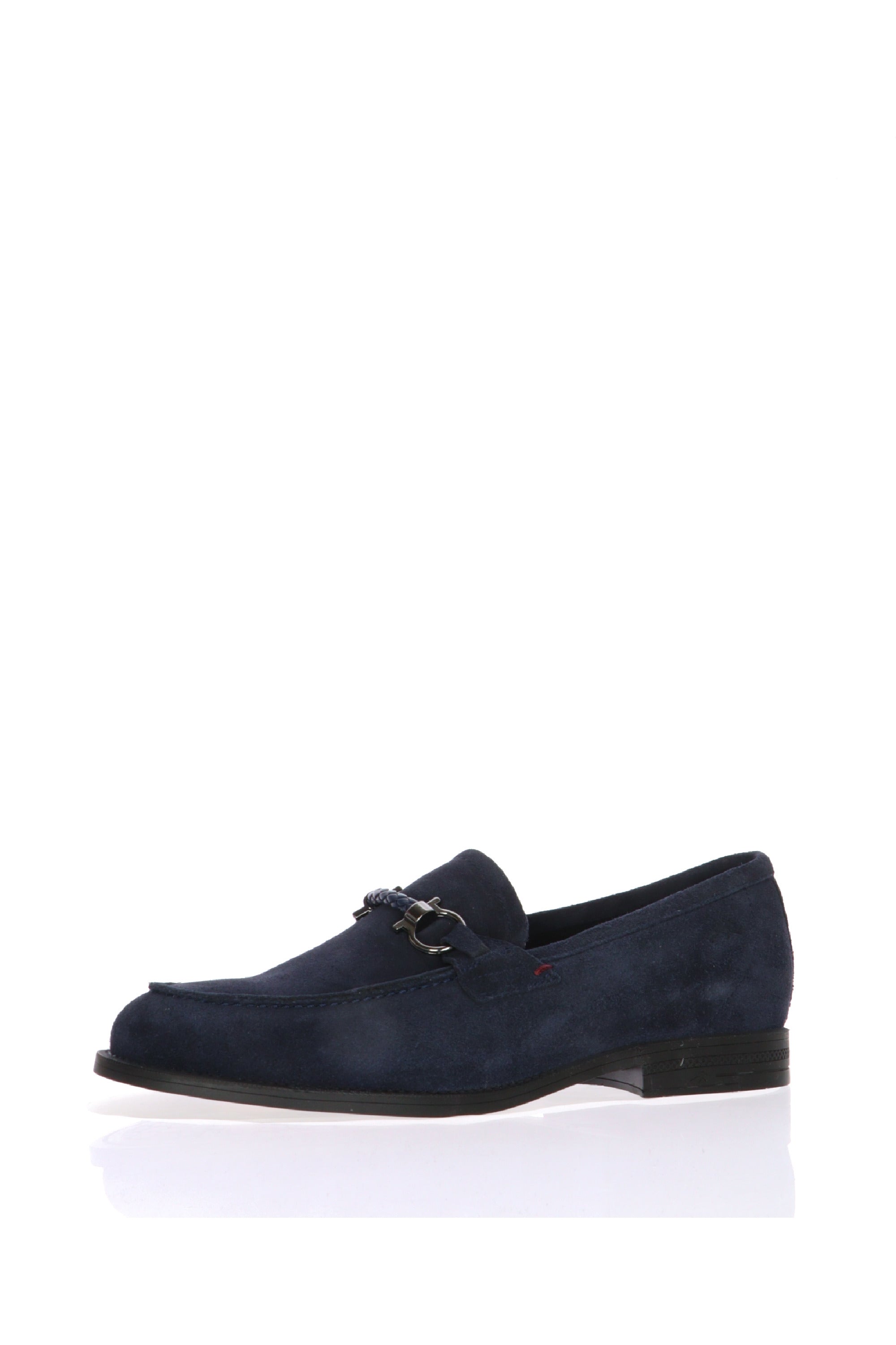 Mocassino in camoscio blu con catena Fluchos