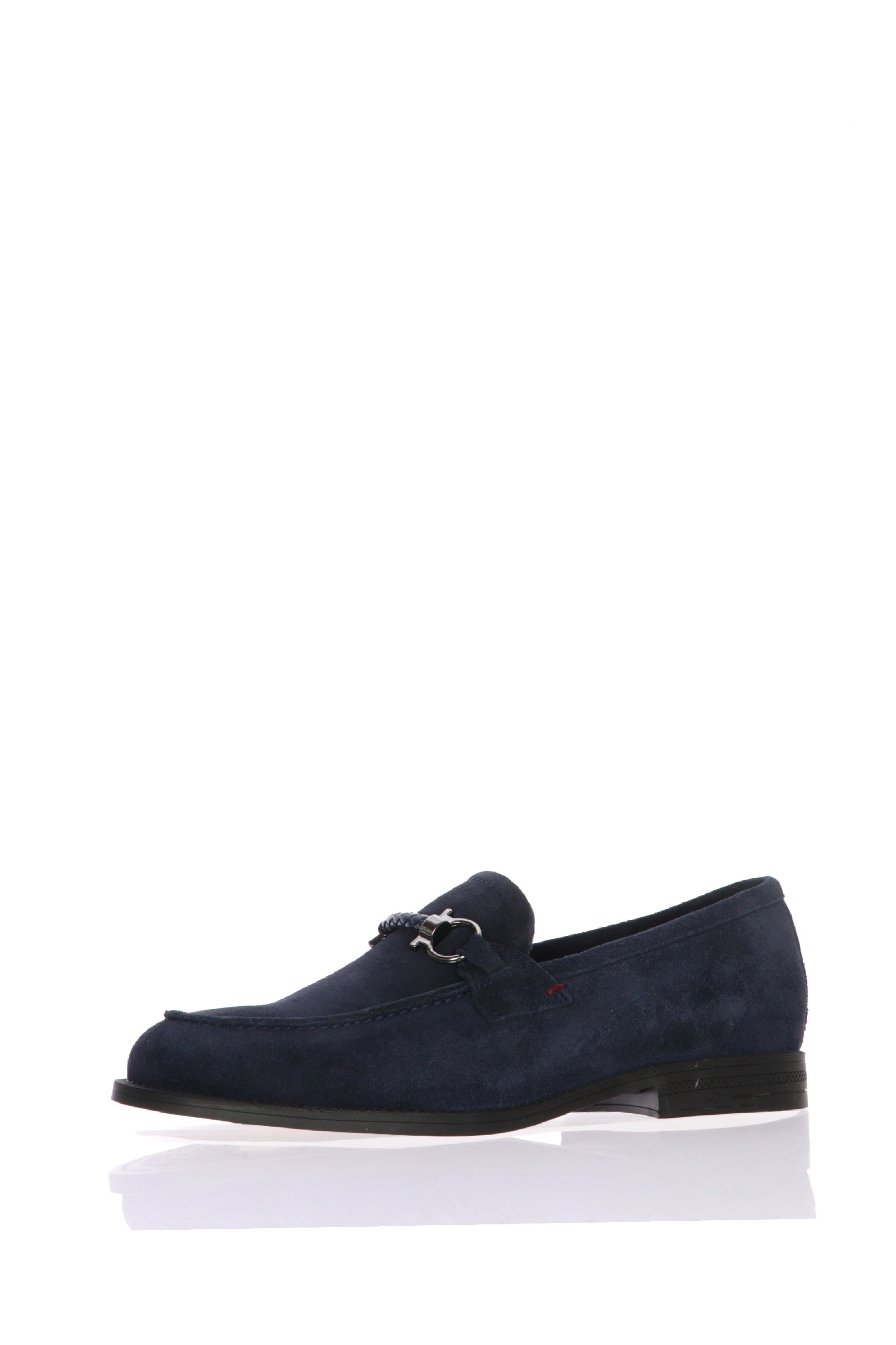 Mocassino in camoscio blu con catena Fluchos