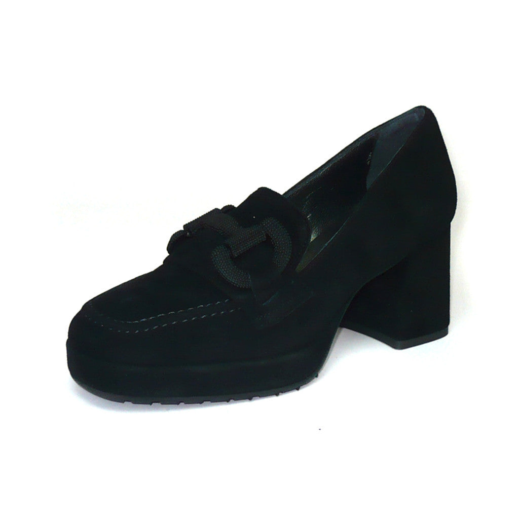 Mocassino in camoscio nero  con accessorio Vernissage