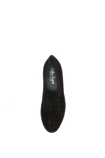 Mocassino in camoscio nero dettagli luminosi neri - 4