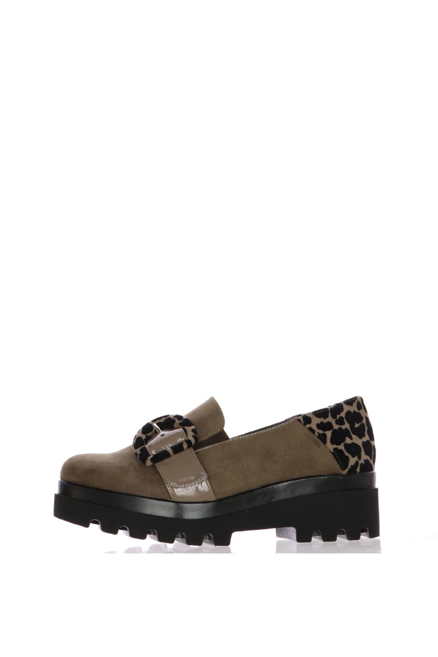 Mocassino in camoscio nero e torrtora con fibbia Cinzia Soft