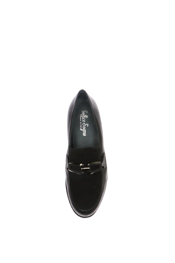 Mocassino in pelle dettagli camoscio  nero e marrone con zeppa bassa - 8