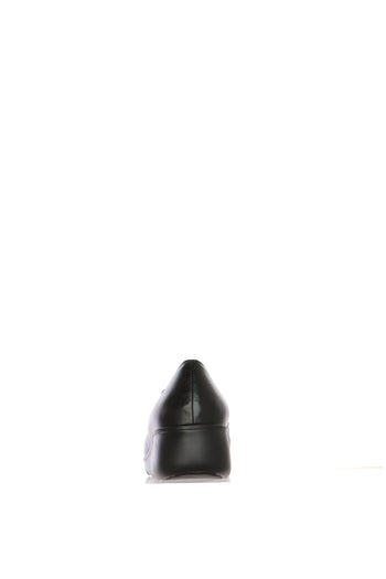 Mocassino in pelle dettagli camoscio  nero e marrone con zeppa bassa - 9