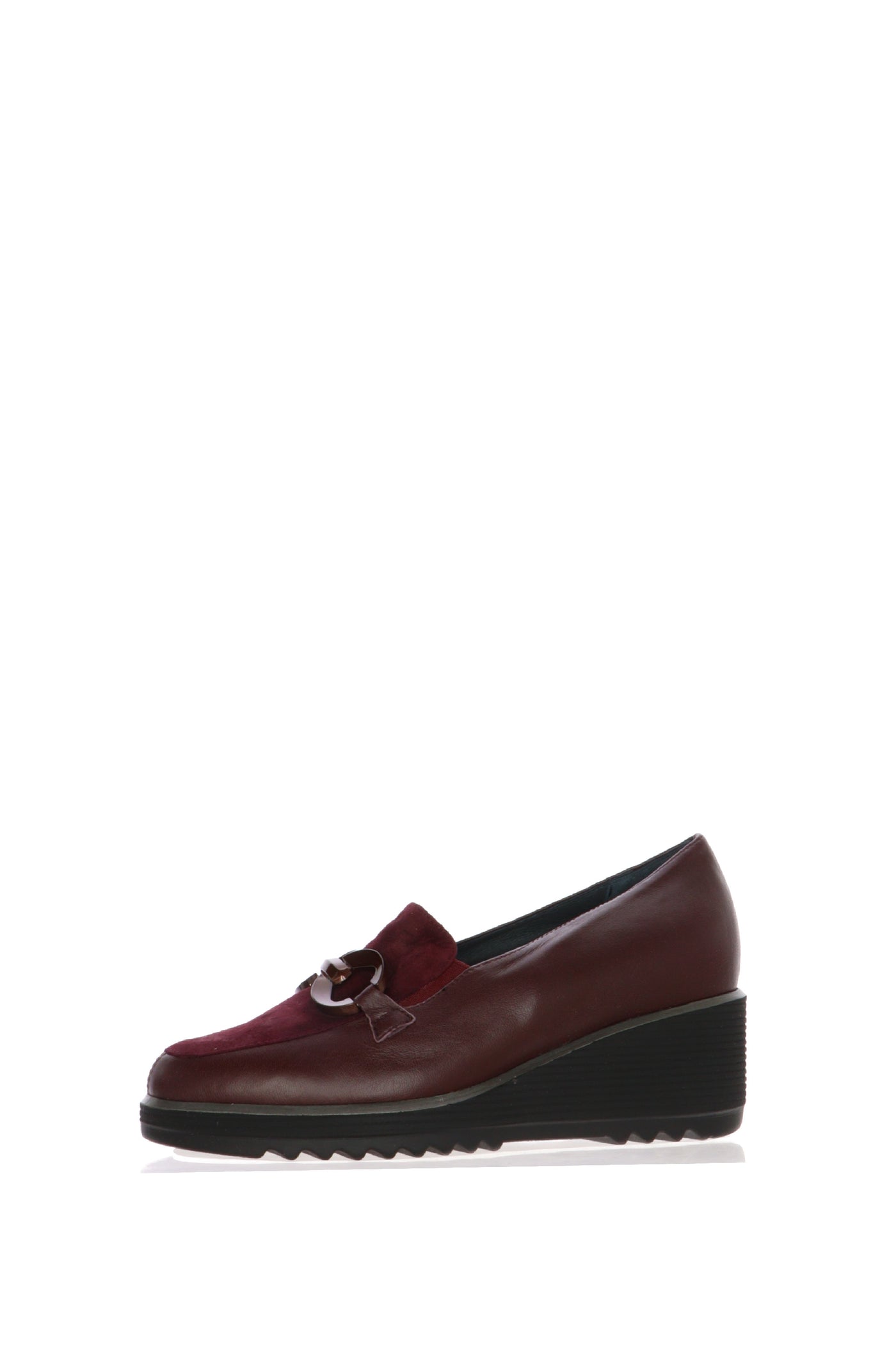Mocassino in pelle e camoscio bordeaux  zeppa media Soffice Sogno 2