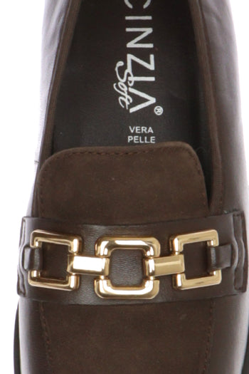 Mocassino in pelle e camoscio marrone e nero con plantare estraibile Cinzia Soft - 5