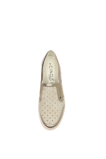 Mocassino in pelle e camoscio traforato plantare estraibile - 11