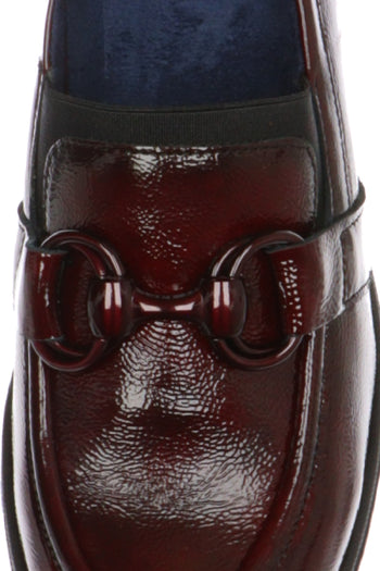 Mocassino in pelle lucida bordeaux e nero con plantare estraibile Fluchos - 9