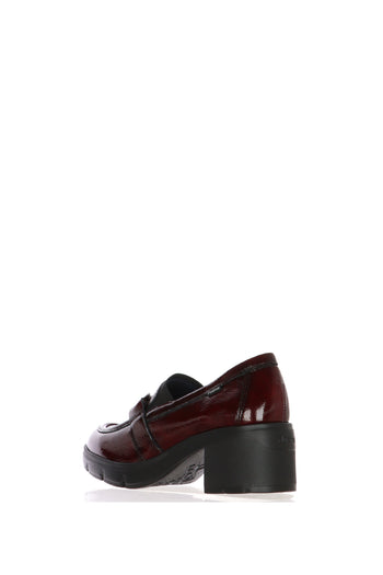 Mocassino in pelle lucida bordeaux e nero con plantare estraibile Fluchos - 5