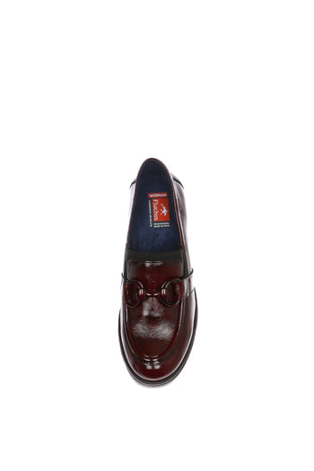 Mocassino in pelle lucida bordeaux e nero con plantare estraibile Fluchos - 11