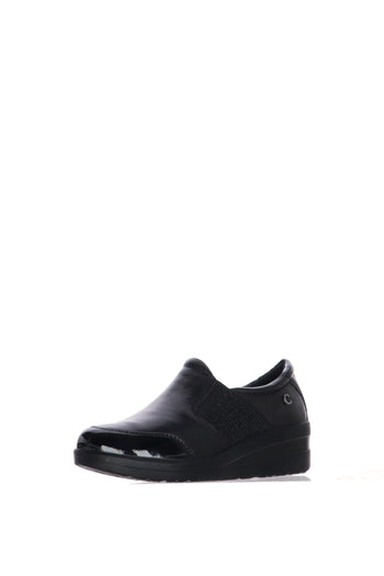 Mocassino in pelle nera con dettagli strass - 3