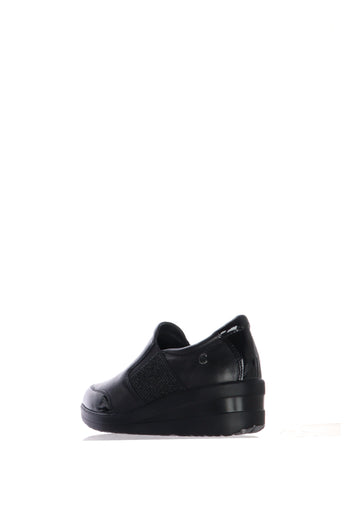 Mocassino in pelle nera con dettagli strass - 4