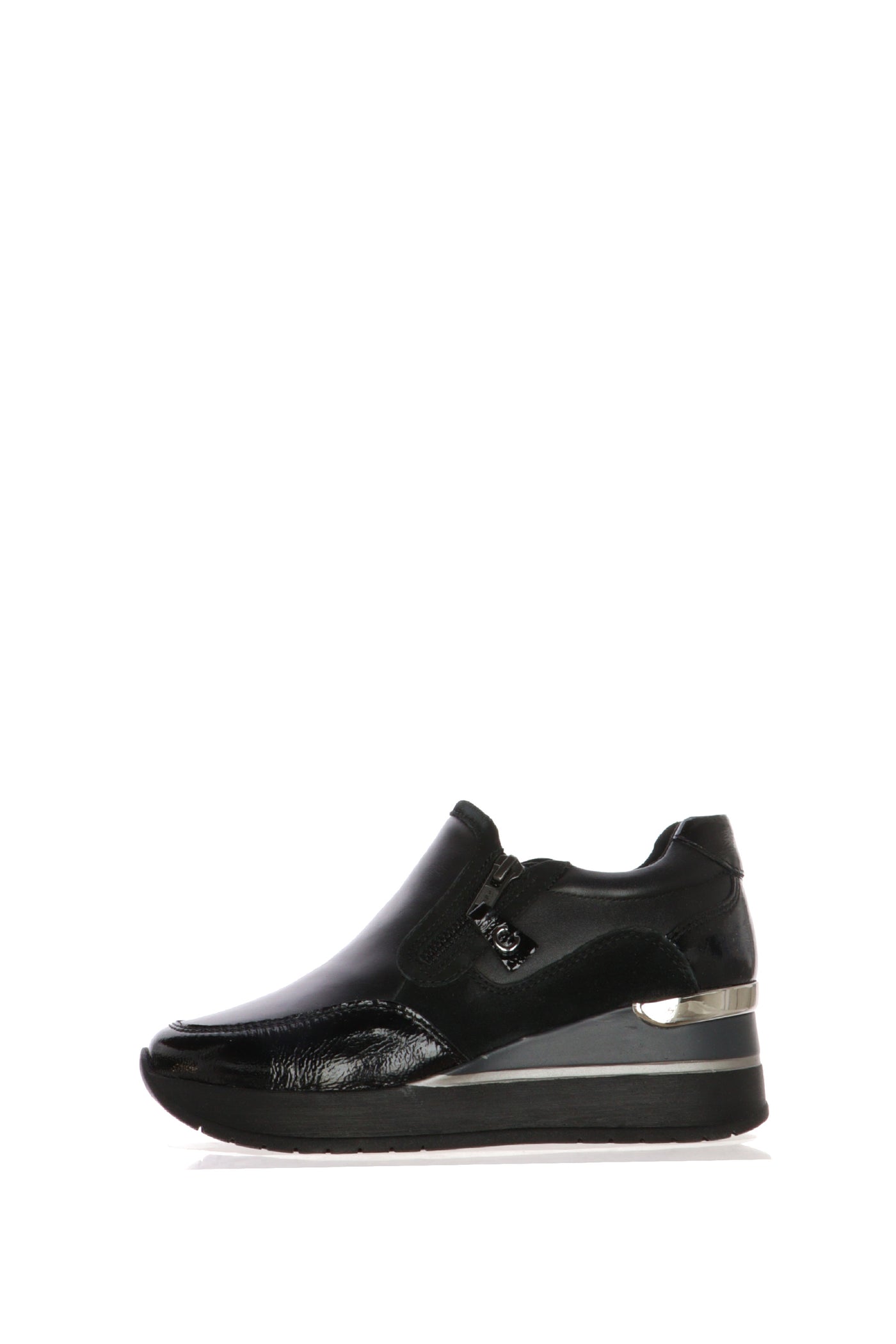 Mocassino in pelle nero con cerniere plantare estraibile Cinzia Soft 2