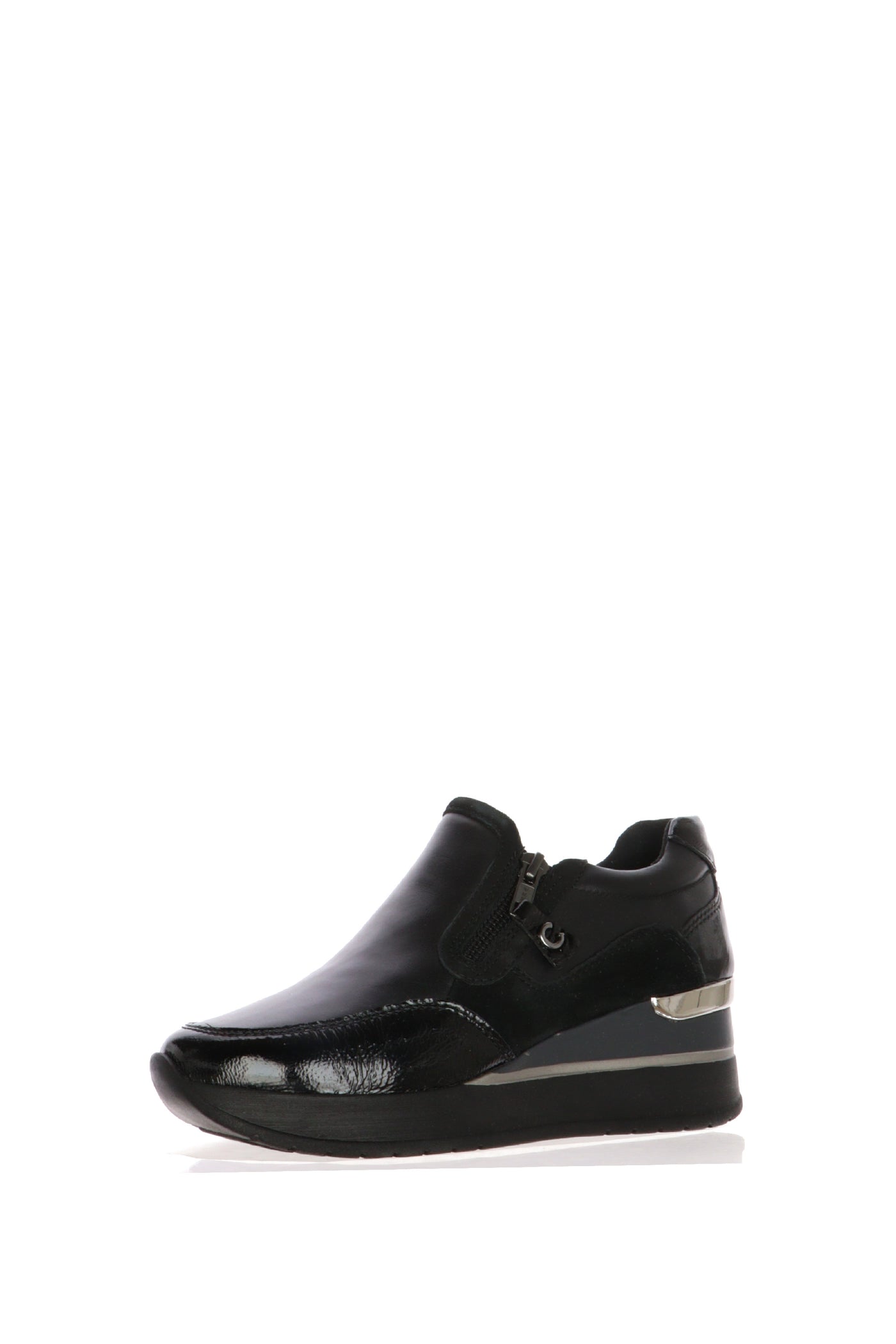 Mocassino in pelle nero con cerniere plantare estraibile Cinzia Soft