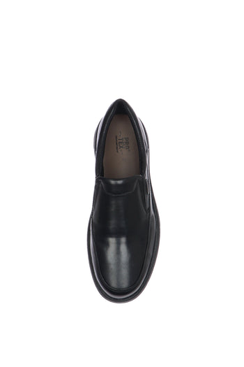 Mocassino in pelle nero con elastici sul dorso plantare estraibile - 4
