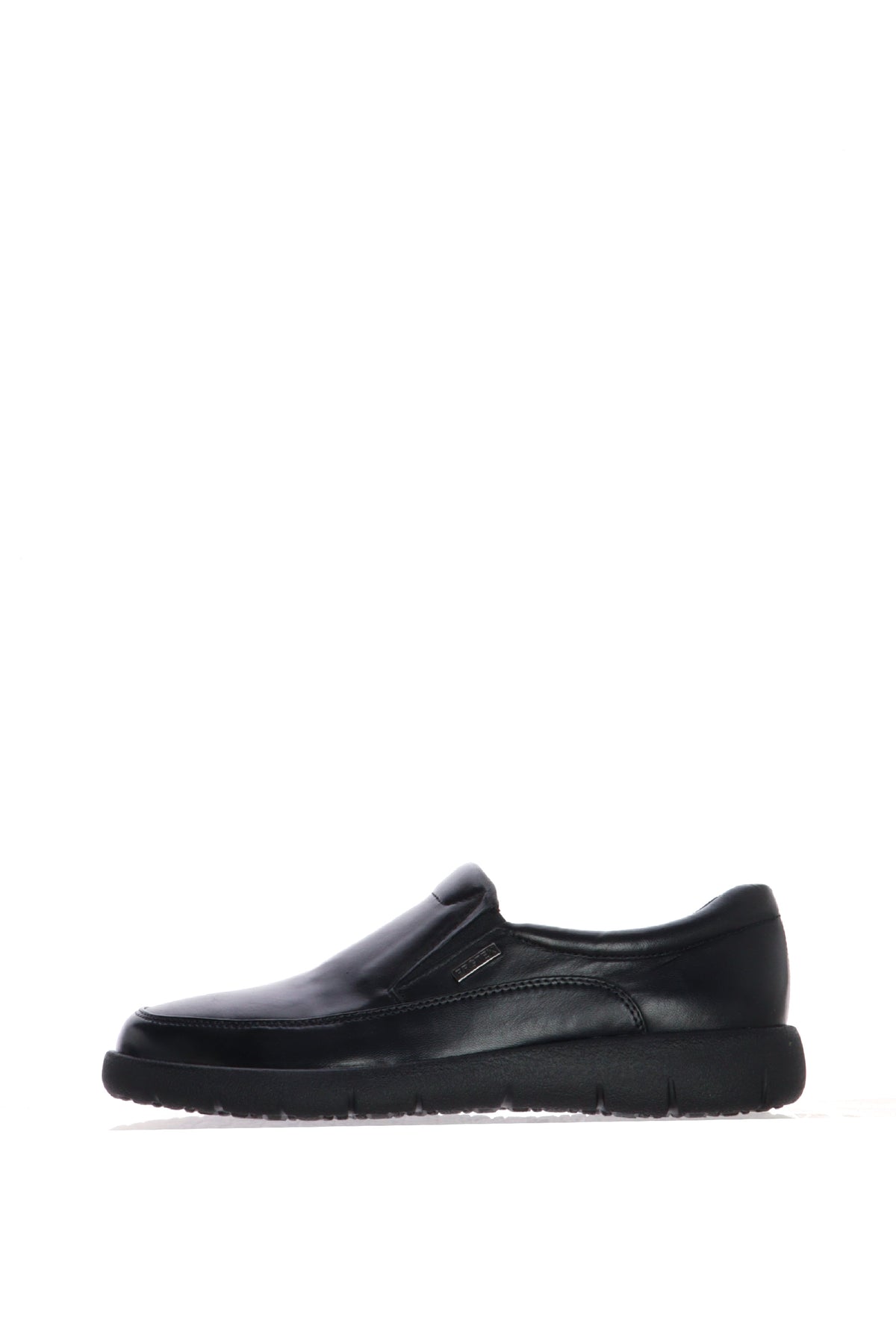 Mocassino in pelle nero con elastici sul dorso plantare estraibile