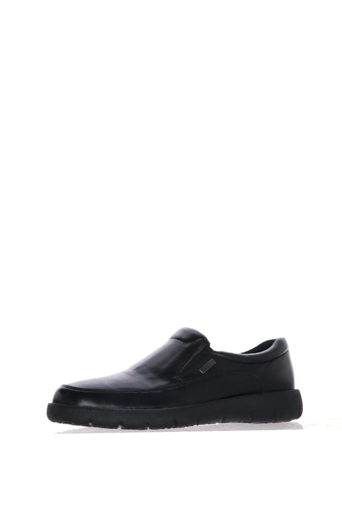 Mocassino in pelle nero con elastici sul dorso plantare estraibile - 2
