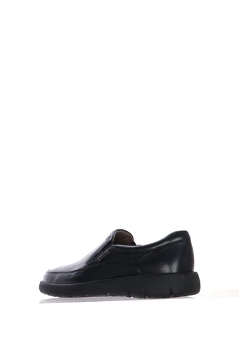 Mocassino in pelle nero con elastici sul dorso plantare estraibile - 3
