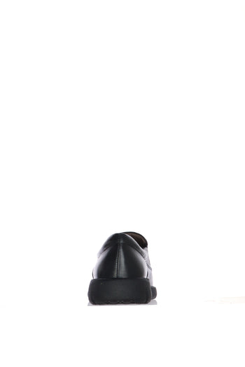 Mocassino in pelle nero con elastici sul dorso plantare estraibile - 5