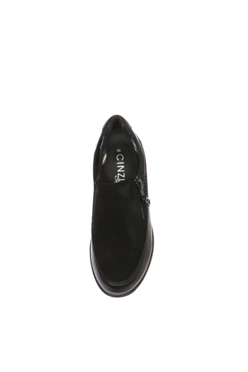 Mocassino nero con zeppa e zip laterale - 6