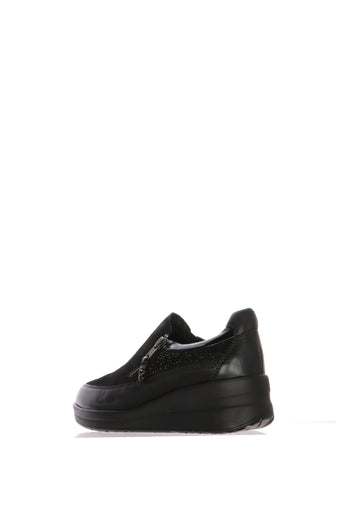 Mocassino nero con zeppa e zip laterale - 4