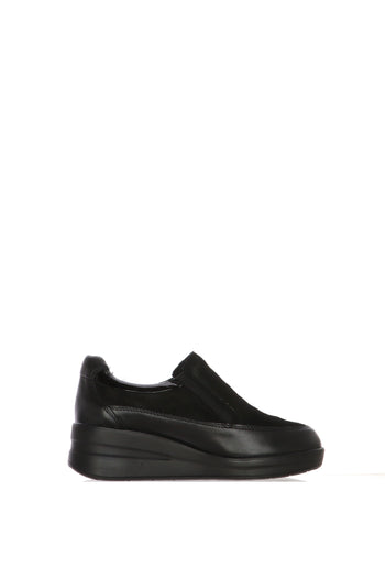 Mocassino nero con zeppa e zip laterale - 5