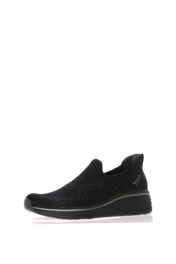 Mocassino nero e bianco in tessuto elastico con strass a colore Tamaris - 3