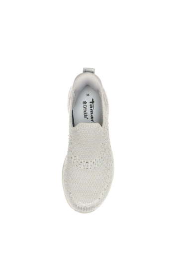Mocassino nero e bianco in tessuto elastico con strass a colore Tamaris - 4